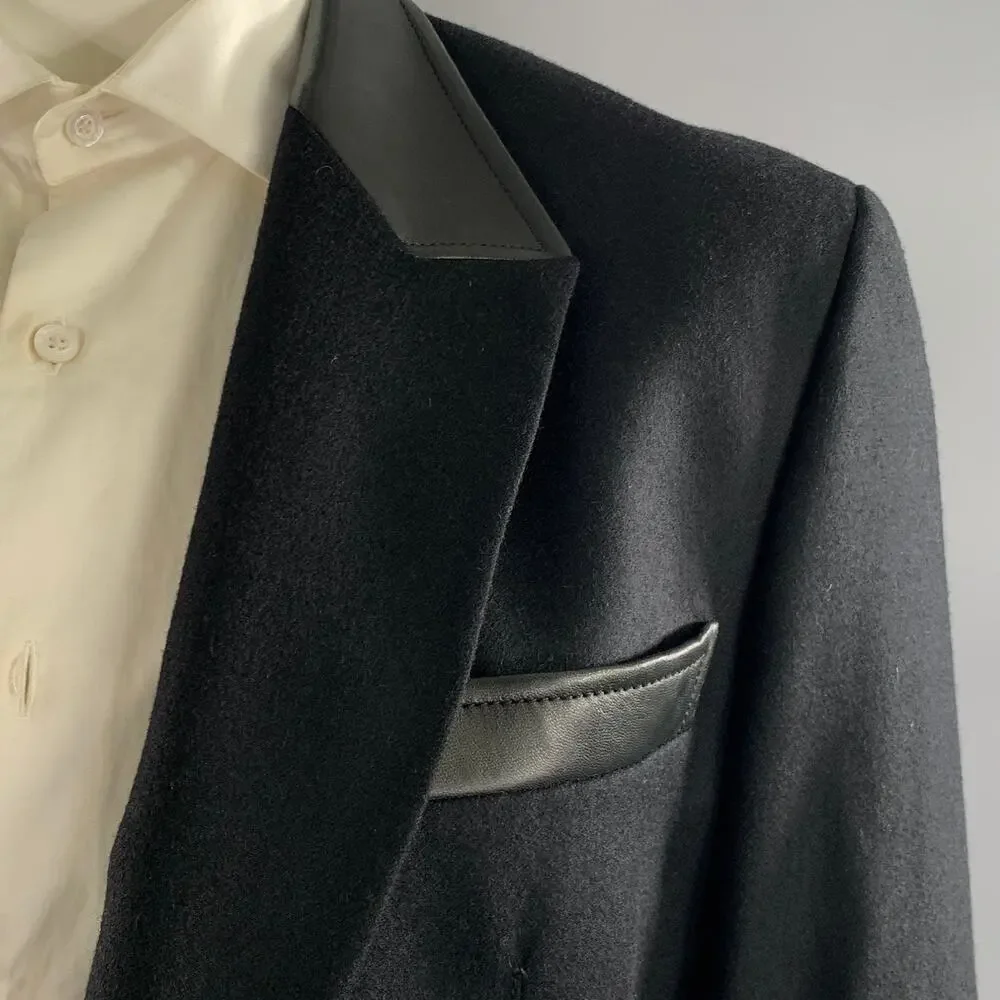 CLAUDE MONTANA Chest Size 42 Black Virgin Wool 34 30 Suit